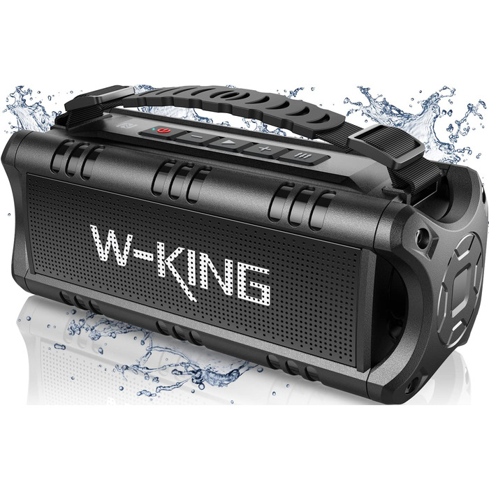 W-KING Bluetooth колонка 30W IPX6 портативна, з басом, 24 год, TF/USB/AUX, для вечірок та кемпінгу