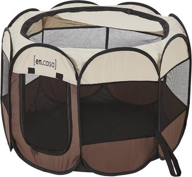 Вольєр для собак en.casa Telford 43x74x74 см, Pop Up, для дому та вулиці, коричневий/кремовий