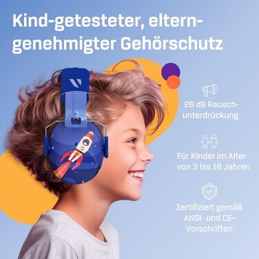 Навушники захисні Vanderfields Premium для дітей 3-12 років - звукоізоляція 33.2 dB, універсальний розмір