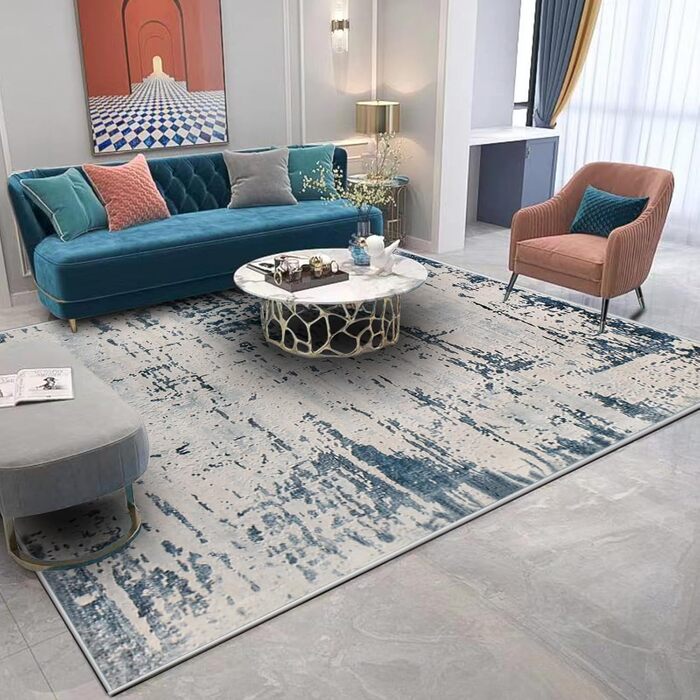 Килим з коротким ворсом для вітальні: абстрактний дизайн, великий, м'який, неслизький, сірий (120x160 см, 200x250 см)
