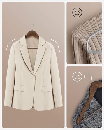 Плечики для одягу SONGMICS, 20 шт., з масиву дерева, з вирізами для плечей, неслизький тримач для штанів, обертовий гачок на 360°, для костюмів, сорочок, натуральний колір + срібловий