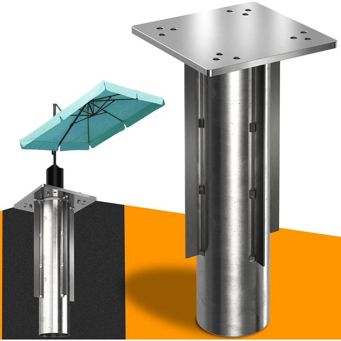 4smile Ground Sleeve Parasol - Ground Anchor Gazebo Parasol with Base Plate for Embedding, Timeless Quality - Universal Parasol Stand Gazebo Parasol, Load Capacity up to 500 kg