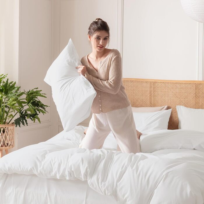 Набір постільної білизни Ventidora, 100% бавовна, 3 шт., Queen-size, 228x228 см, 1200 ниток, з чохлами на кутах (1x простирадло + 2x наволочки)