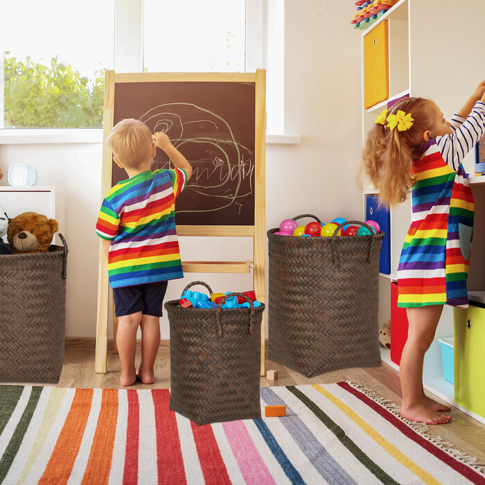 Relaxdays Woven Laundry Basket 3-Piece Set