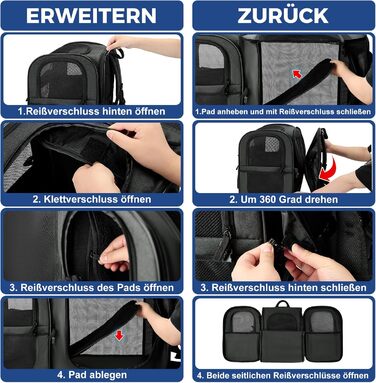 Рюкзак для собак та котів Apollo Walker - зручний та дихаючий, для подорожей та активного відпочинку (2-15 кг, чорний)