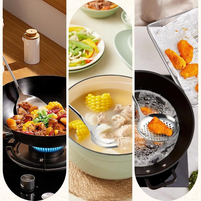 Набір кухонного інструменту Kellet: лопатка-ложка з нержавіючої сталі 304, 36.2-38.1 см (3 шт., сріблястий)