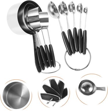 Cabilock 2-Piece Stainless Steel Measuring Spoons Collapsible Measuring Cups Gadgets Adjustable Batter Measuring Spoon Dispenser Dessert Cups with Lid Pantry Silica Gel