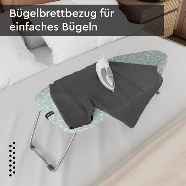 Чохол для прасувального столу Encasa XO з фетровим покриттям та шнуровим посиленням (підходить для стандартних прасувальних столів 112x34 см), з відбиттям тепла, з принтом 'Міні, зелені листочки'