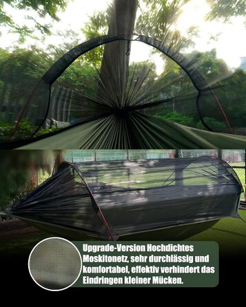 Гамак COVACURE вуличний з москітною сіткою для 2 осіб 270x140 см, вантажопідйомність 200 кг - легкий гамак для кемпінгу, саду, подорожей