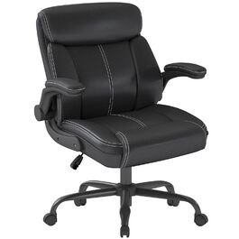 Офісний крісло AnyGod з шкіри, регульовані підлокітники, поворотне, для дому та офісу, до 136 кг, чорне