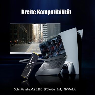 SSD накопичувач Fanxiang 1TB NVMe PCIe Gen3 QLC з SLC кешем для ігор, 3500 МБ/с (читання), 2500 МБ/с (запис), внутрішній SSD для ПК та ноутбука