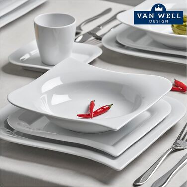 Набір посуду Van Well Opera 30 предметів для 6 осіб, порцеляна, елегантний та сучасний