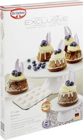 Dr. Oetker 12-Cup Muffin Tin Ø 5 cm EXCLUSIVE, Muffin tin made of steel sheet, baking sheet with ceramic-reinforced non-stick coating (Color: Gray-Brown/Crème), Quantity: 1 piece