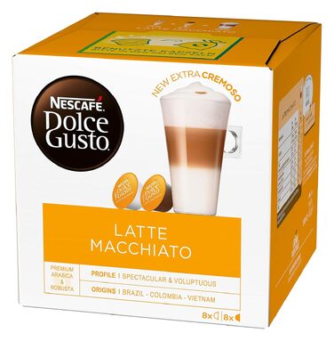 Кавові капсули Nescafé Dolce Gusto Latte Macchiato, середній обсмал, набір 45 порцій (3 упаковки по 15 капсул)