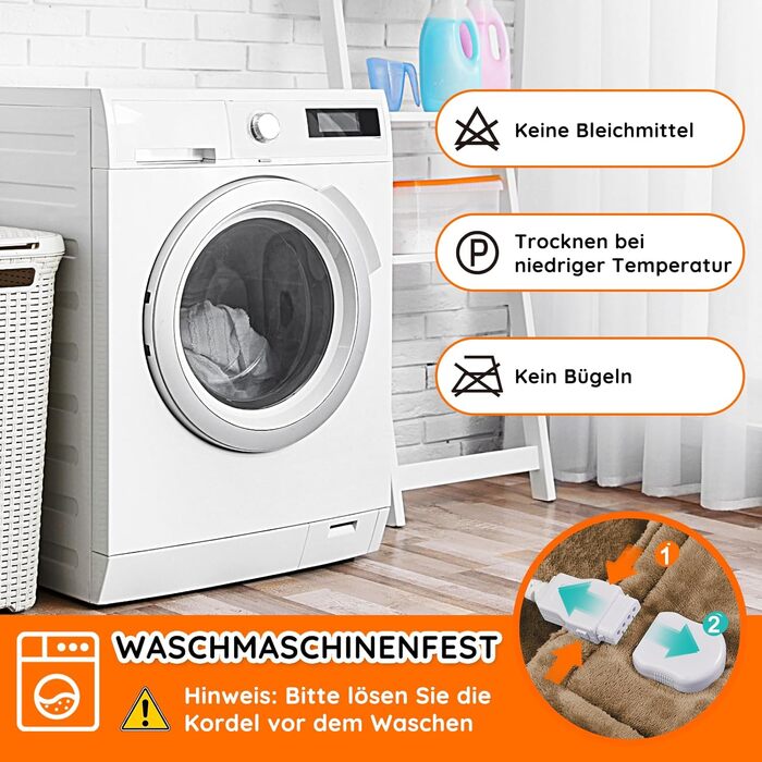 Електрична ковдра Mia&Coco з автовимкненням, 10 режимів нагріву, таймер до 9 годин, захист від перегріву, фланель, 200x180 см, бежева