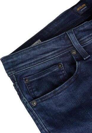 Джинси чоловічі JACK & JONES Clark Stretch Straight Fit, блакитно-чорні, розміри 30-38/32L