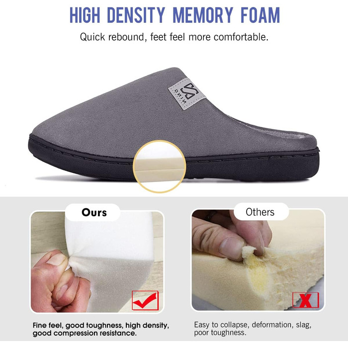Тапочки домашні жіночі та чоловічі WateLves з Memory Foam, бавовна, для дому та вулиці, 40/41 EU, темно-сірий