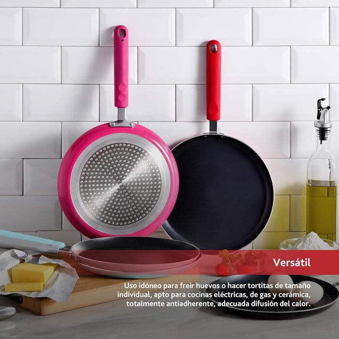 Сковорода RENBERG JAZZY 24 см з антипригарним покриттям, червона, індукція, алюмінієва з м'якою ручкою