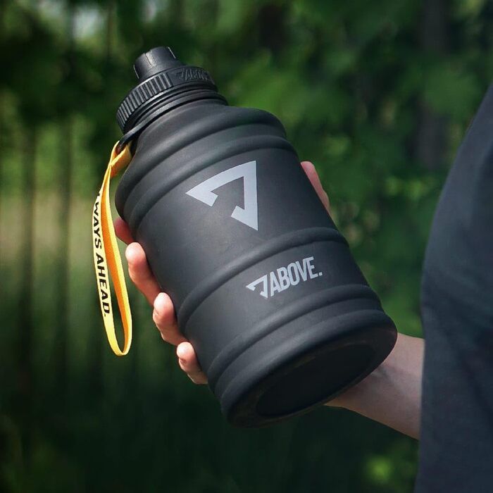 Металева пляшка для води 1.3 л, нержавіюча сталь, BPA-free, герметична, спортивна, для фітнесу та активного відпочинку, чорна, подарункова упаковка
