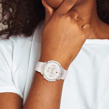 Годинник Tommy Hilfiger для жінок з білим шкіряним ремінцем, кварцовий, модель 1782352