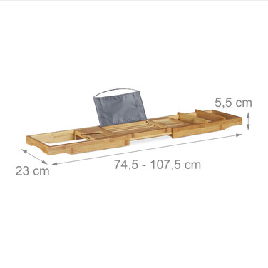 Relaxdays Bamboo Bathtub Shelf with Book Holder
