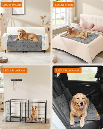 Водонепроникний килимок для собак Feandrea, 178 x 76 см, захист для авто, диванів, машинне прання, антиковзаюча підкладка, стеганий дизайн, тауновий (PPB025G01)