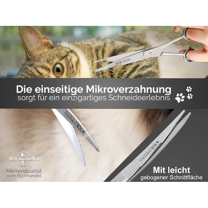 Ножиці для стрижки собак, вигнуті, з мікрозубом, 20 см (8 дюймів)