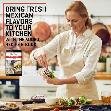 Пресс для тортилій Uno Casa Tortilla Presse 20 см - для тако, з чавуну, ротатор, 100 шт. паперу