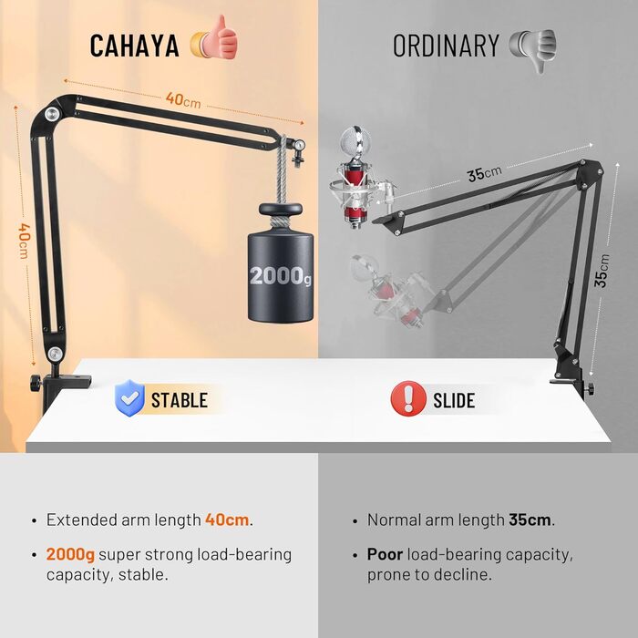 Підлокітник для мікрофона CAHAYA CY00380-1: регульований штатив з широкою основою, адаптер 3/8' - 5/8'