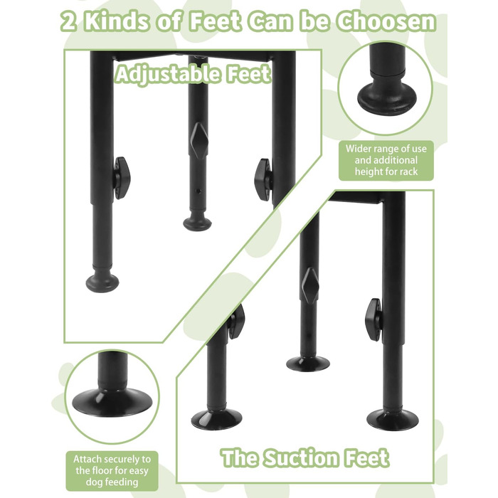 Підставка для миски для собак з принтом лапи, регульована по висоті (3 положення), металева, для маленьких, середніх та великих собак (лише підставка)