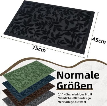 Килимок для дому та вулиці з антиковзким покриттям, 45x75 см, зелений