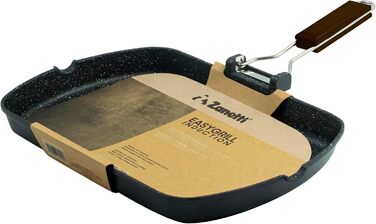 Zanetti Гриль-сковорода з алюмінію під тиском, 26x36 см, з індукційним нагрівом та складаною ручкою