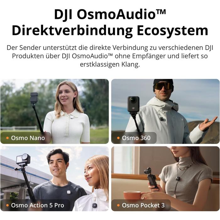 Беспроводной петличный микрофон DJI Mic 2 (Perlweiß) с Bluetooth, шумоподавлением, 48 кГц/32-bit Float, дальность 250 м для камеры, телефона, видеоблога