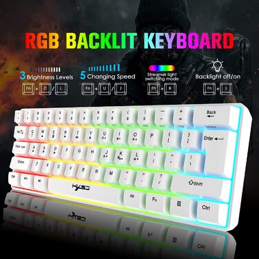 Механічна ігрова бездротова клавіатура з підсвічуванням RGB та миша Bluetooth 5.0/2.4G USB - Dual Mode, 2200 mAh, Anti-Ghosting, білий колір