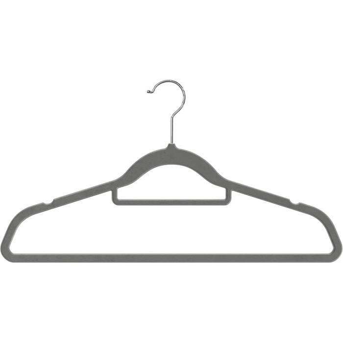 Плечики для одягу OGIVO, набір з 20 шт., сірі - антиковзаючі, для краваток, з поворотним гачком, з вирізами для плечей