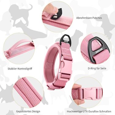 Нашийник для собак OneTigris, тактичний, XS (25-33 см), рожевий