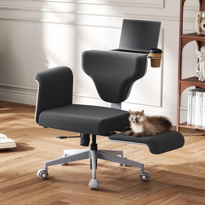 Офісне крісло Newtral FX-FF з регульованою висотою та (за бажанням) підлокітниками, поворотне, з гумовими колесами, для дому та офісу, модель Freedom-X FF (чорний)