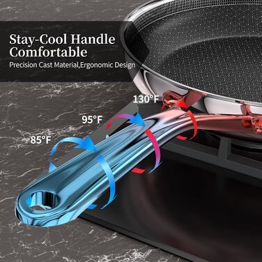 Сковорода керамічна Innerwell 28 см з нержавіючої сталі, антипригарна, без PFAS/PFOA/PTFE, для індукційних, газових та електричних плит, придатна для духовки та посудомийної машини