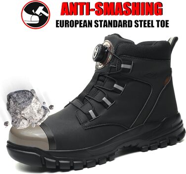 Черевики безпеки для чоловіків та жінок. Легкі, водонепроникні робочі черевики зі сталевим підноском. Чорні робочі черевики з антиковзкою підошвою. Розмір 43 EU