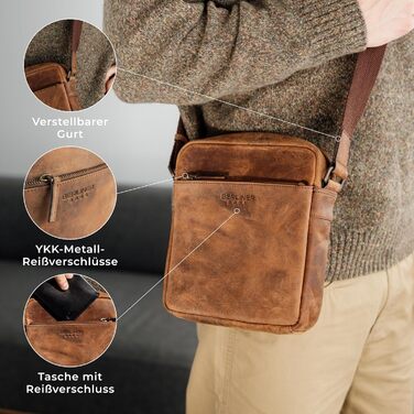 Чоловіча сумка через плече Berliner Bags Tom з натуральної шкіри (Earth, M)