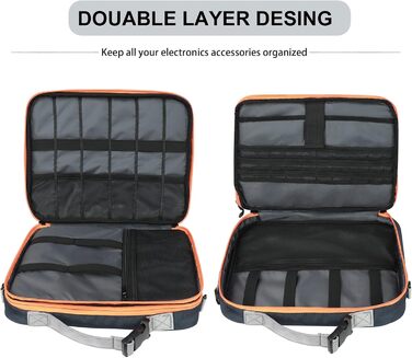 Gocokia Double Layer Travel Cable Organizer Bag with Shoulder Strap, 27 Game Storage Pockets for Switches, Electronic Storage Bag for 29.6 cm