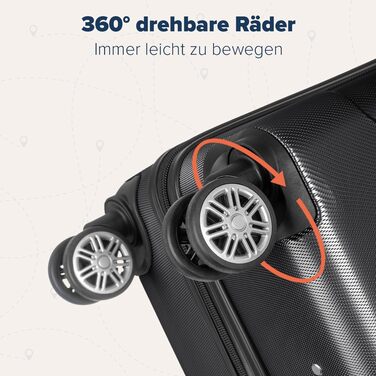 Чемодан ручної поклажі TRVLMORE 54x36x20 см - валіза на колесах, чорний