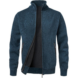 Чоловіча в'язана кофта з коміром-стійкою та блискавкою, тепла з м'яким флісовим підкладкою, світшот-кардиган з довгими рукавами, блакитний, осінь/зима