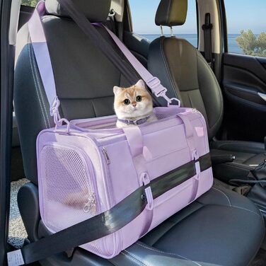 Транспортна сумка для кота Petsfit, дозволена авіаперевозками, розширювана, зелена, розмір S (45 x 28 x 28 см)