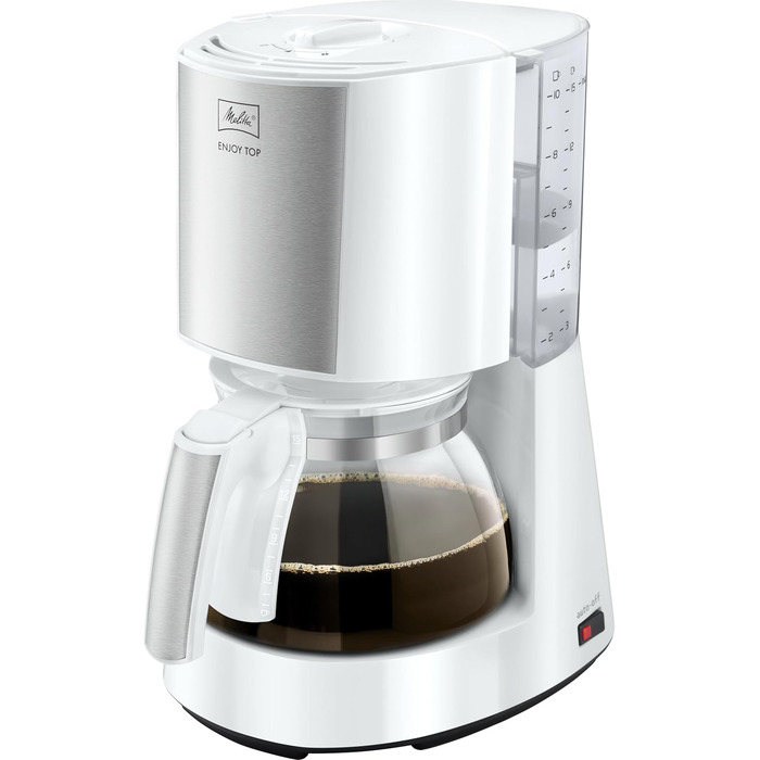 Кавоварка Melitta Enjoy Top з функцією Tropfstopp, 10 чашок, білий колір, скляна колба, для однієї порції