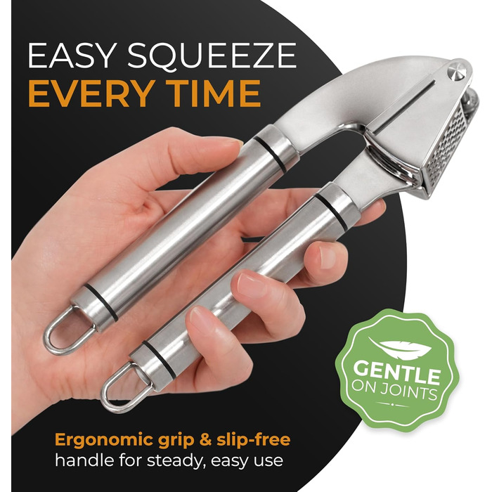 Преміум-прес для часнику ORBLUE з нержавіючої сталі – професійний, легко миється, сріблястий