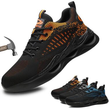 Чоловічі робочі черевики S1 з захистом від удару, антиковзаючі, безпечні черевики, розмір 38-46 EU, 43 EU, помаранчевий колір