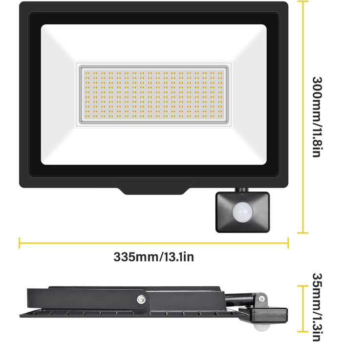 20000LM LED Floodlight Outdoor with Motion Sensor LED Spotlight 6000K Cold White IP66 Waterproof LED Outdoor Floodlight, Floodlight for Garage, Hallway, Garden, Courtyards, Hotel, Sports Field (3500k Warm White, 150W)