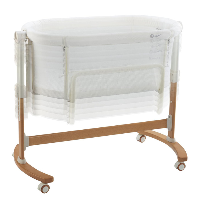 babyGO Amila 3-in-1 Co-Sleeper for Babies - Comfortable Baby Bed - Travel Bed and Toddler Bed in One - With Soft Mattress - Height-Adjustable and Foldable Side Rail - Ideal for Home and On the Go