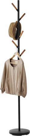 Yamazaki 2814 PLAIN Wardrobe, white, steel/wood, minimalist design, 28 x 28 x 177 cm (Black, Single)